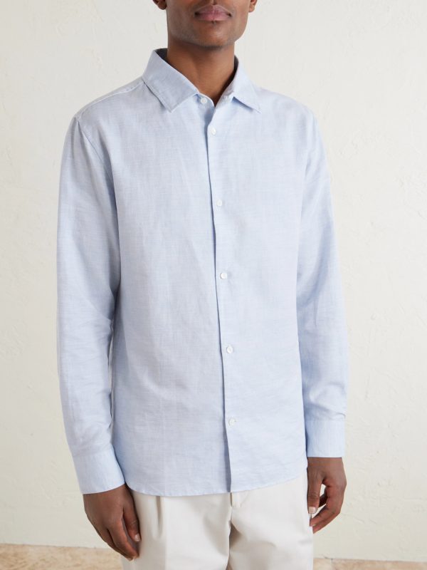 Cutaway-Collar Cotton, Linen and Cashmere-Blend Shirt - FR