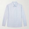 Cutaway-Collar Cotton, Linen and Cashmere-Blend Shirt