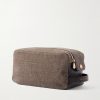 Leather-Trimmed Woven Wash Bag - BK Leather-Trimmed Woven Wash Bag - BK