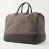 Boston Leather-Trimmed Woven Weekend Bag - BK