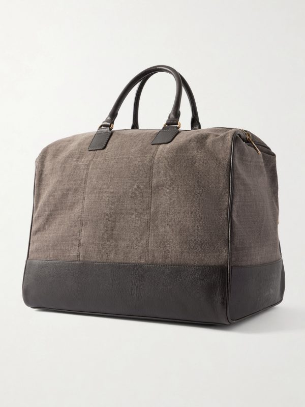 Boston Leather-Trimmed Woven Weekend Bag - BK