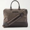 Boston Leather-Trimmed Woven Weekend Bag