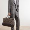 Boston Leather-Trimmed Woven Weekend Bag - OU