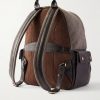 Leather-Trimmed Woven Backpack - BK Leather-Trimmed Woven Backpack - BK