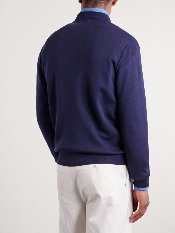 Zip-Up Cotton Sweater - BK Zip-Up Cotton Sweater - BK