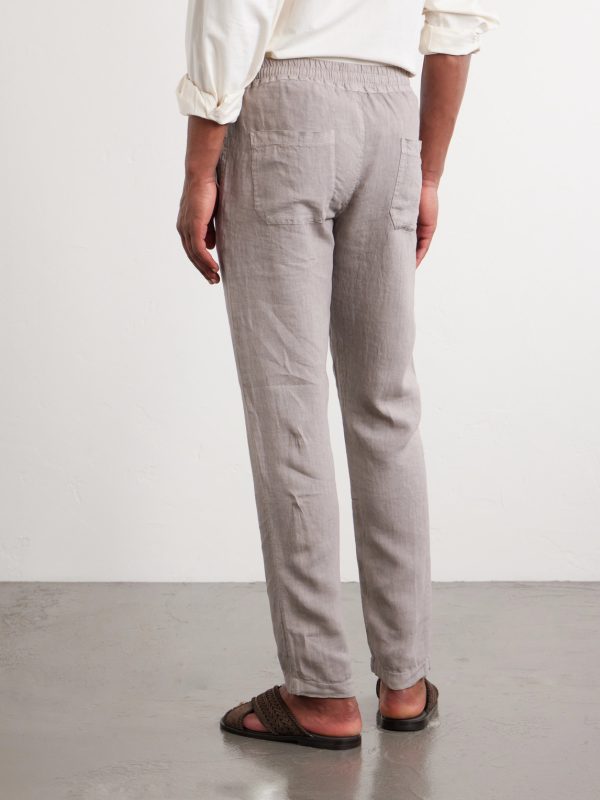 Straight-Leg Linen Drawstring Trousers - BK Straight-Leg Linen Drawstring Trousers - BK