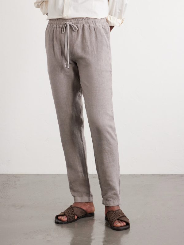 Straight-Leg Linen Drawstring Trousers - FR Straight-Leg Linen Drawstring Trousers - FR