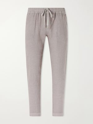 Straight-Leg Linen Drawstring Trousers