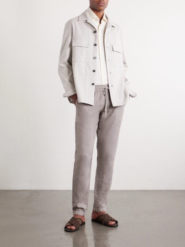 Straight-Leg Linen Drawstring Trousers - OU Straight-Leg Linen Drawstring Trousers - OU