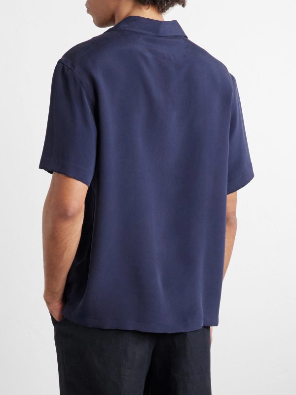 Camp-Collar Silk Shirt - BK Camp-Collar Silk Shirt - BK