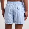 Straight-Leg Mid-Length Striped Swim Shorts - BK Straight-Leg Mid-Length Striped Swim Shorts - BK