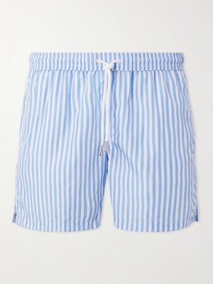 Straight-Leg Mid-Length Striped Swim Shorts Straight-Leg Mid-Length Striped Swim Shorts
