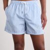 Straight-Leg Mid-Length Striped Swim Shorts - OU Straight-Leg Mid-Length Striped Swim Shorts - OU