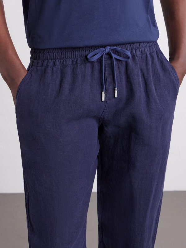 Straight-Leg Linen Drawstring Trousers - CU