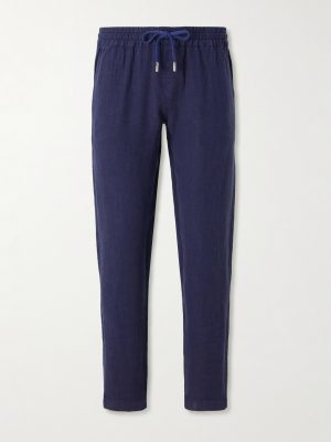 Straight-Leg Linen Drawstring Trousers