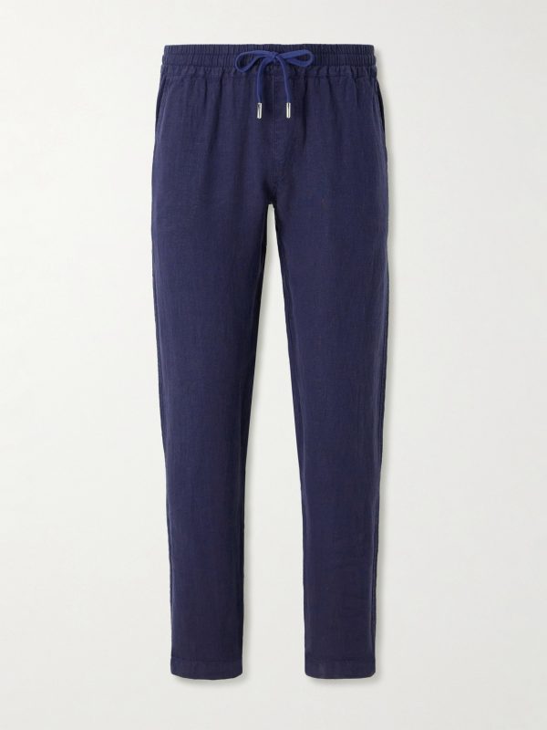 Straight-Leg Linen Drawstring Trousers