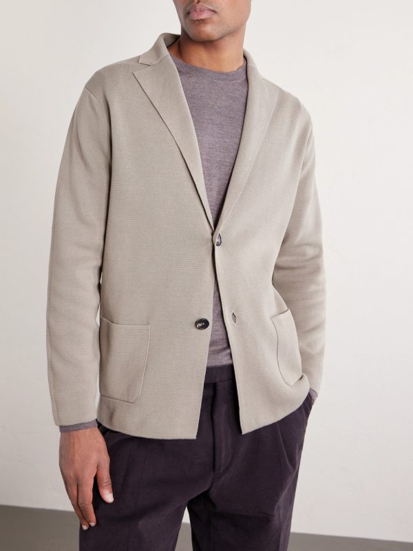Cotton Crepe Knitted Blazer - FR