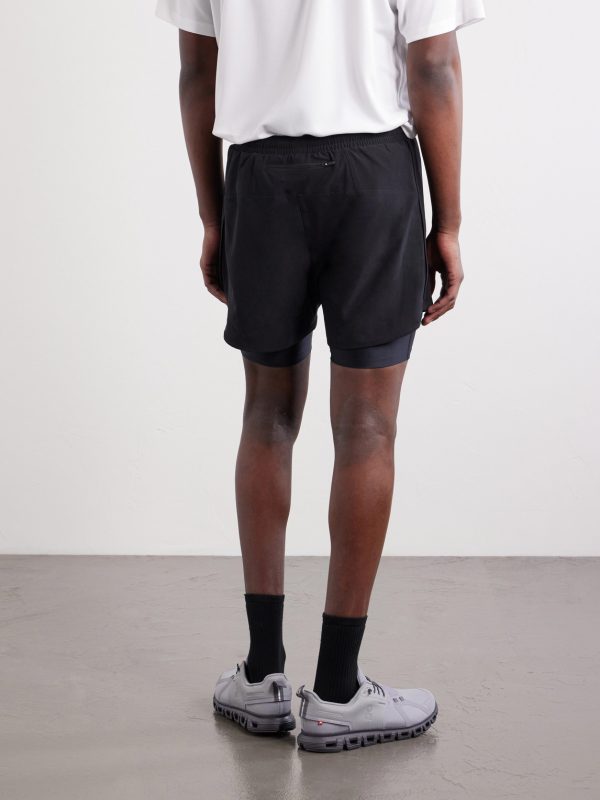 Straight-Leg Layered Logo-Appliquéd Shell Shorts - BK Straight-Leg Layered Logo-Appliquéd Shell Shorts - BK