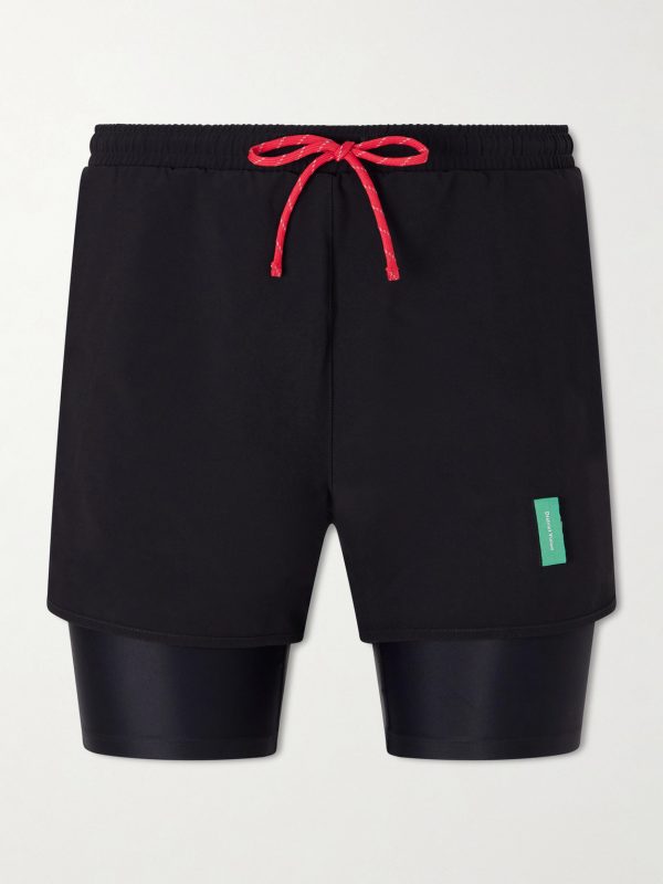 Straight-Leg Layered Logo-Appliquéd Shell Shorts Straight-Leg Layered Logo-Appliquéd Shell Shorts