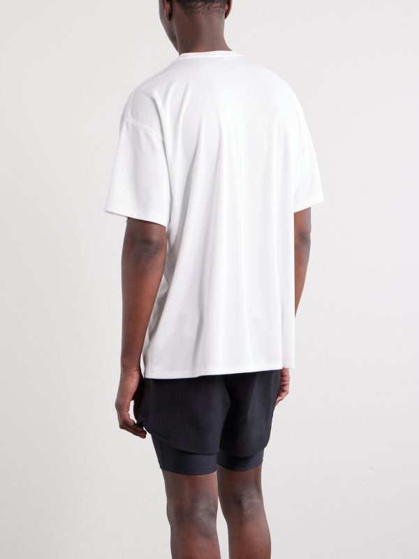 Logo-Print Perforated Recycled-Jersey T-Shirt - BK