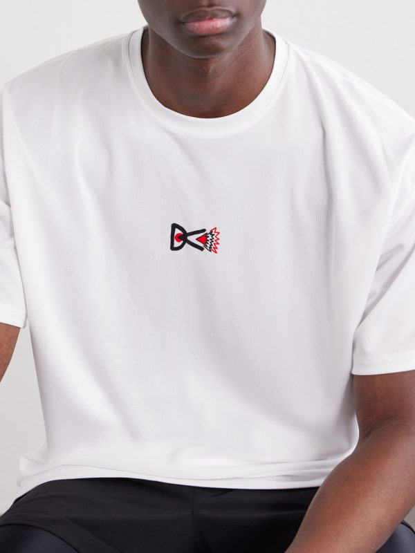 Logo-Print Perforated Recycled-Jersey T-Shirt - CU