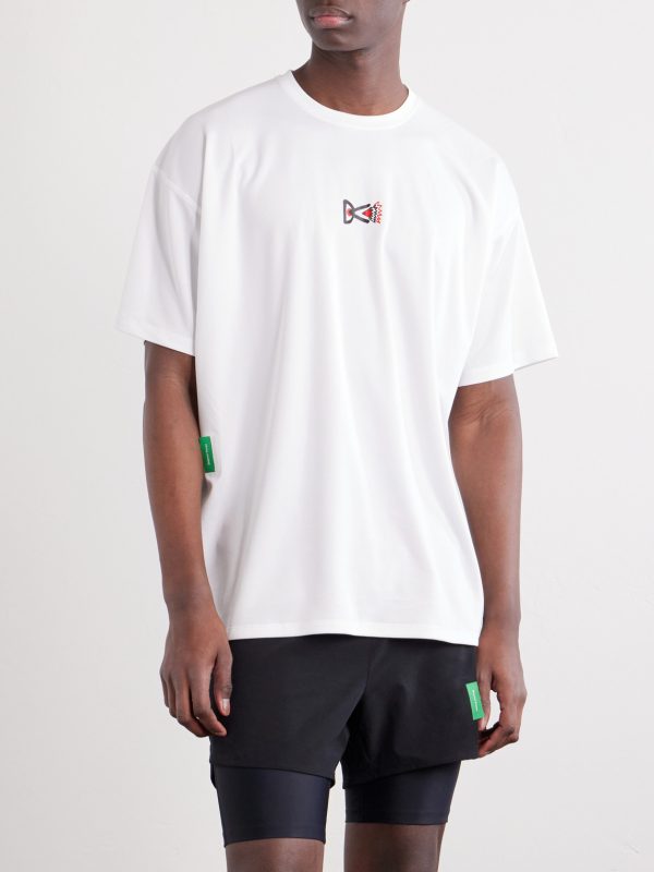 Logo-Print Perforated Recycled-Jersey T-Shirt - FR