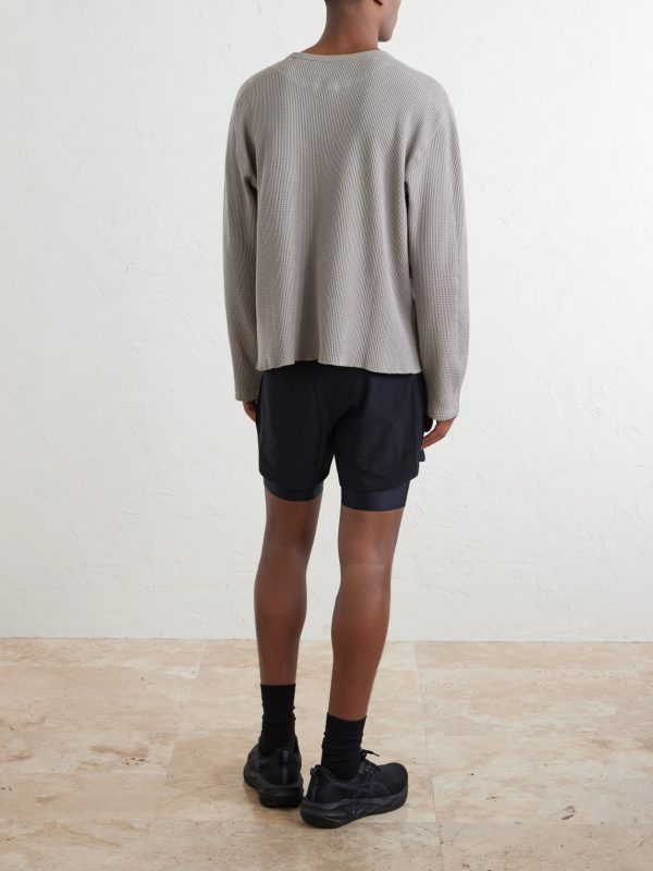 Waffle-Knit Cotton T-Shirt - BK