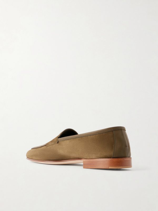 Polperro Leather-Trimmed Suede Penny Loafers - BK Polperro Leather-Trimmed Suede Penny Loafers - BK