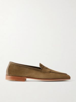 Polperro Leather-Trimmed Suede Penny Loafers