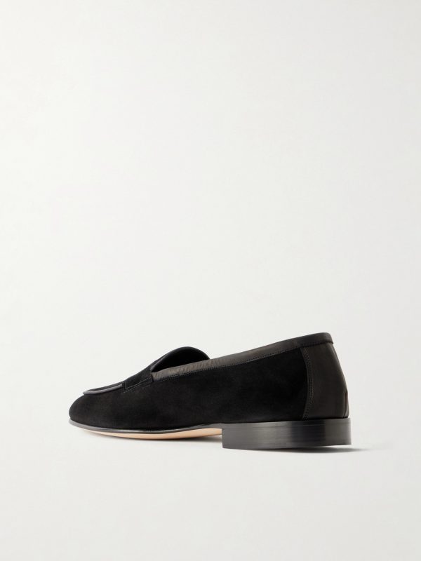 Polperro Leather-Trimmed Suede Penny Loafers - BK