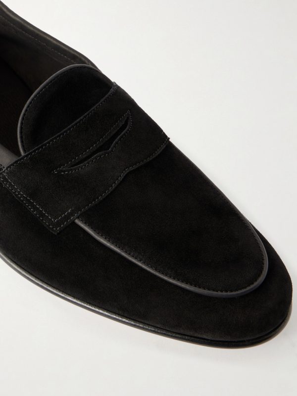 Polperro Leather-Trimmed Suede Penny Loafers - CU