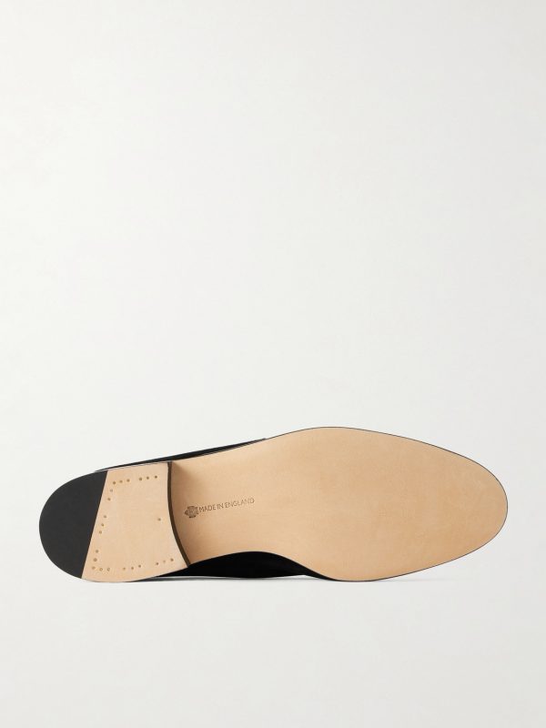 Polperro Leather-Trimmed Suede Penny Loafers - E1