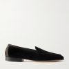 Polperro Leather-Trimmed Suede Penny Loafers