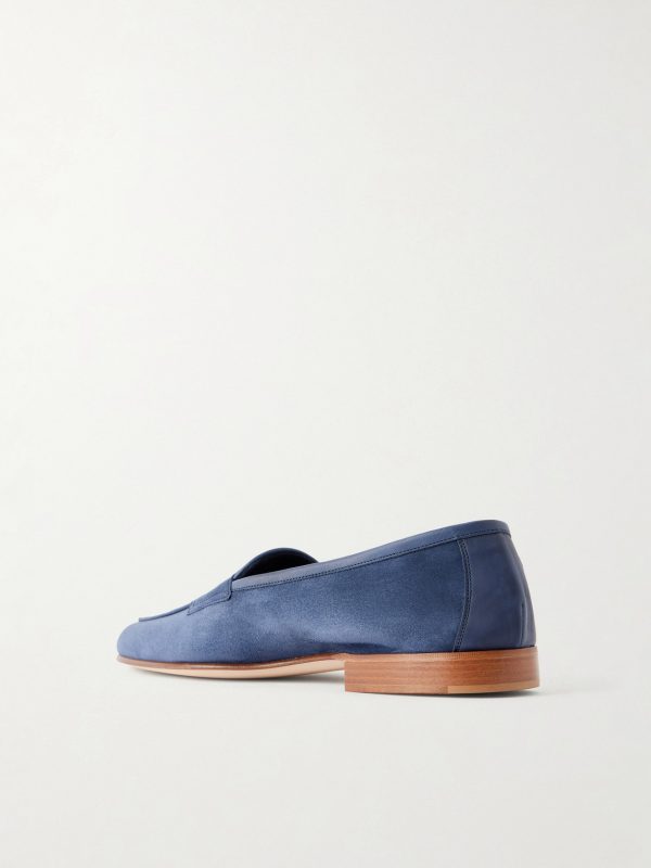 Polperro Leather-Trimmed Suede Penny Loafers - BK Polperro Leather-Trimmed Suede Penny Loafers - BK