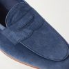 Polperro Leather-Trimmed Suede Penny Loafers - CU Polperro Leather-Trimmed Suede Penny Loafers - CU
