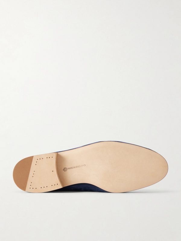 Polperro Leather-Trimmed Suede Penny Loafers - E1 Polperro Leather-Trimmed Suede Penny Loafers - E1