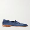 Polperro Leather-Trimmed Suede Penny Loafers Polperro Leather-Trimmed Suede Penny Loafers