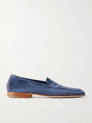 Polperro Leather-Trimmed Suede Penny Loafers