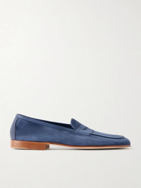 Polperro Leather-Trimmed Suede Penny Loafers Polperro Leather-Trimmed Suede Penny Loafers