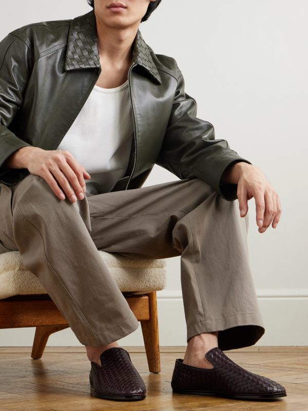 Intrecciato Full-Grain Leather Slippers - OU Intrecciato Full-Grain Leather Slippers - OU