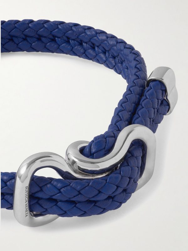 Braided Leather and Sterling Silver Bracelet - CU
