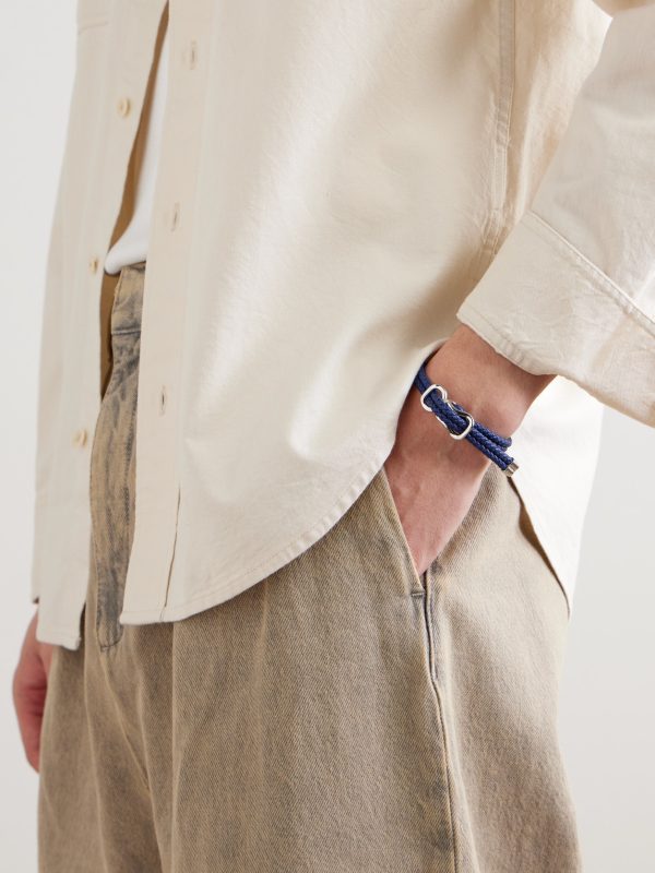 Braided Leather and Sterling Silver Bracelet - FR