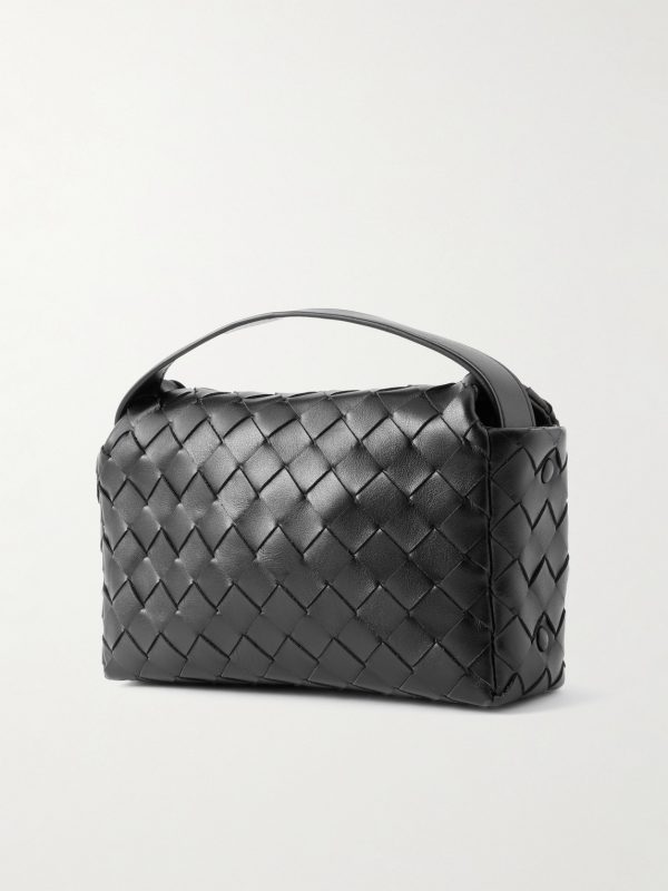 Intrecciato Leather Messenger Bag - BK Intrecciato Leather Messenger Bag - BK