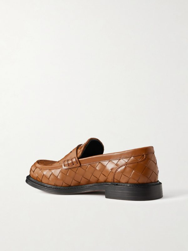 James Woven Leather Penny Loafers - BK