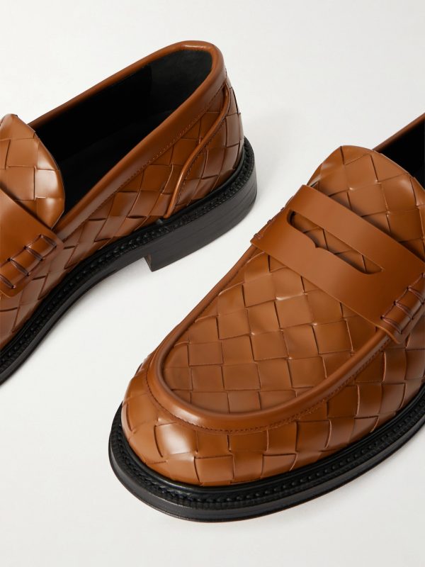 James Woven Leather Penny Loafers - CU