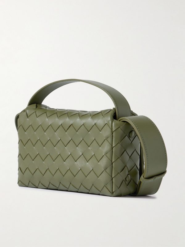 Intrecciato Leather Messenger Bag - BK