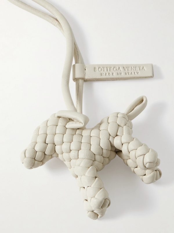 Logo-Debossed Intrecciato Leather Bag Charm - CU Logo-Debossed Intrecciato Leather Bag Charm - CU