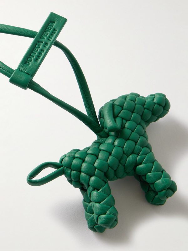 Logo-Debossed Intrecciato Leather Bag Charm - CU