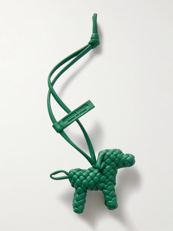 Logo-Debossed Intrecciato Leather Bag Charm