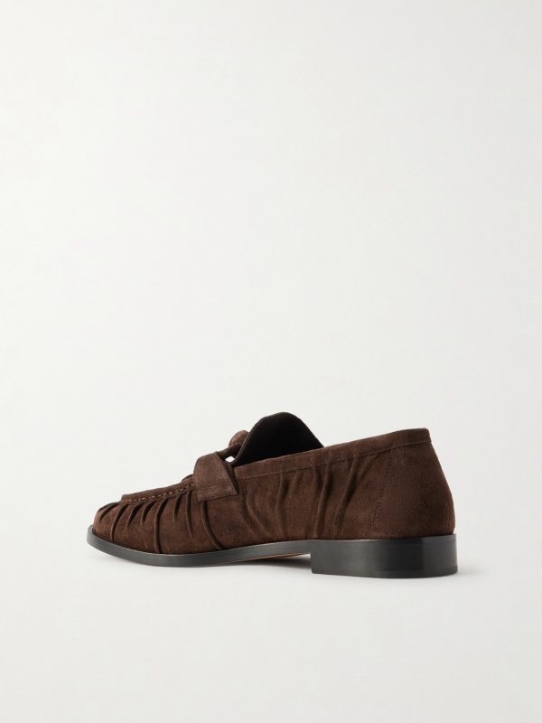 Astaire Knotted Gathered Suede Loafers - BK